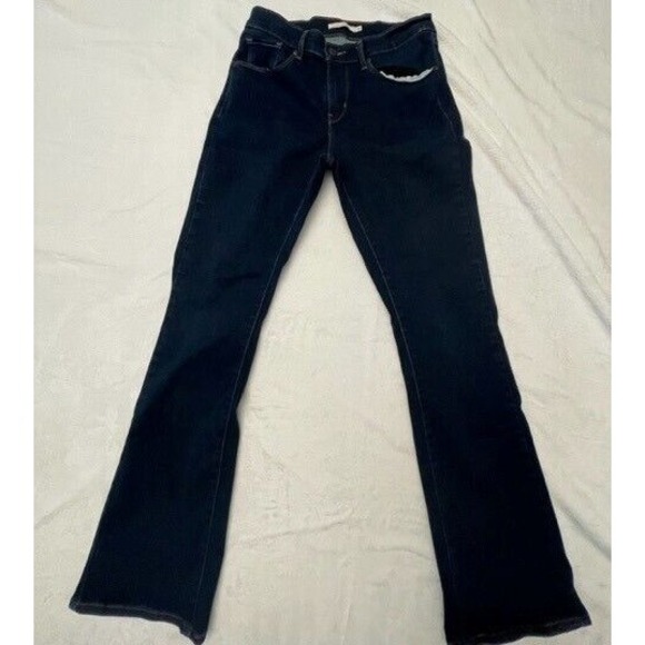 Levis Curvy Bootcut Mid Rise Blue Denim Dark Wash Jeans Womens 30x32 - Picture 1 of 9